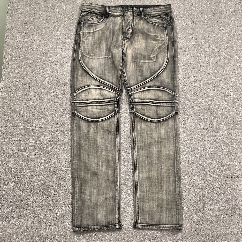 A/X Armani Exchange Jeans Menโ 33R Gray Designer Biker Moto Distressed Denim